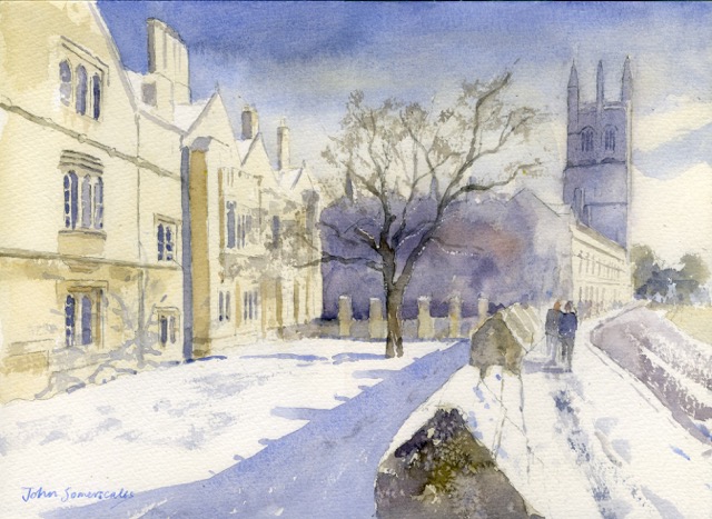 Magdalen College at Christmas by John Somerscales
